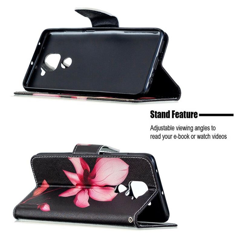 Capa Em Pele Para Xiaomi Redmi Note 9 Flor Rosa