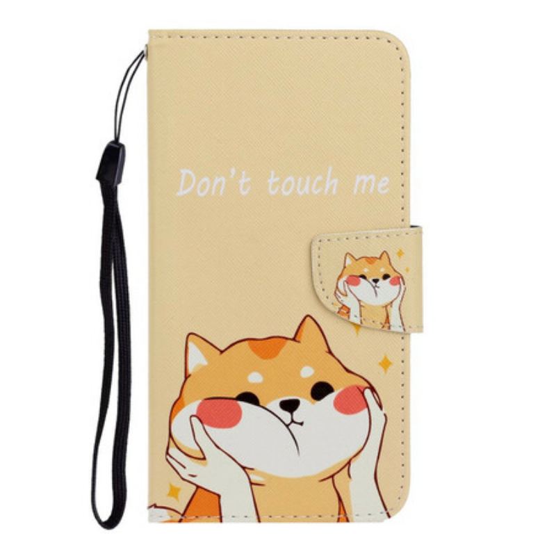 Capa Flip Para Xiaomi Redmi Note 9 De Cordão Gato Não Me Toque Com Alça