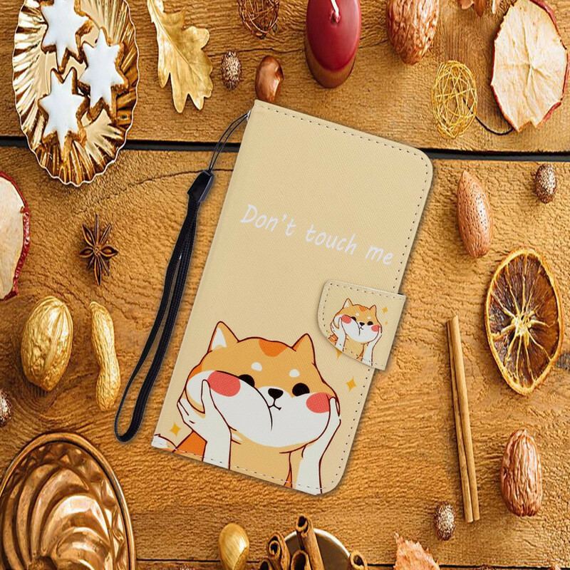 Capa Flip Para Xiaomi Redmi Note 9 De Cordão Gato Não Me Toque Com Alça