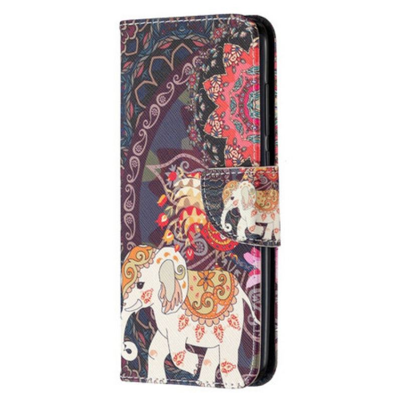 Capa Flip Para Xiaomi Redmi Note 9 Elefantes Indianos