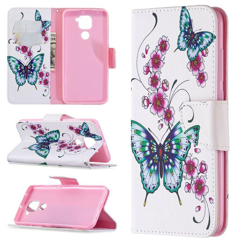 Capa Folio Para Xiaomi Redmi Note 9 Borboletas Maravilhosas