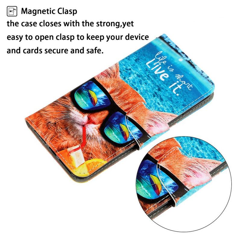 Capa Folio Para Xiaomi Redmi Note 9 De Cordão Cat Live It Strappy