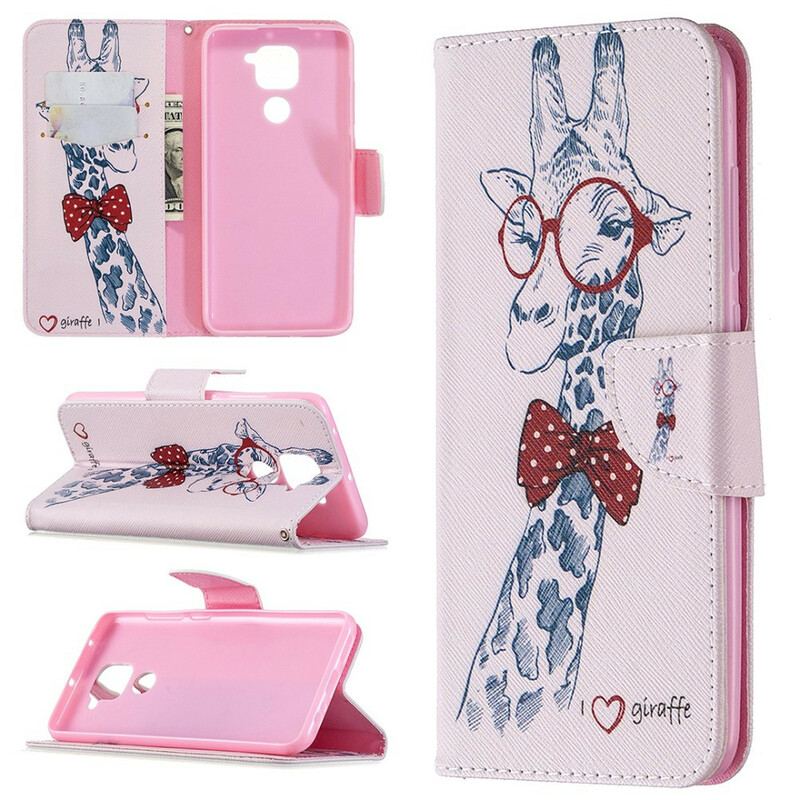 Capa Folio Para Xiaomi Redmi Note 9 Girafa Inteligente