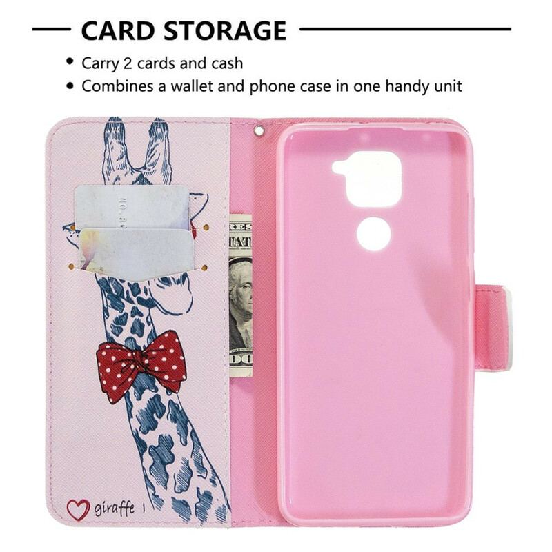 Capa Folio Para Xiaomi Redmi Note 9 Girafa Inteligente