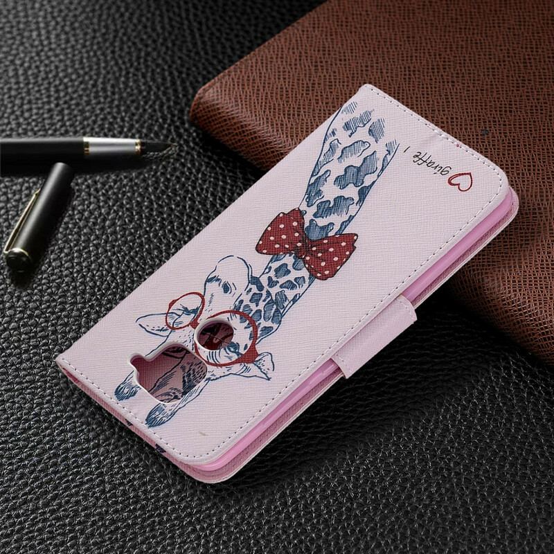 Capa Folio Para Xiaomi Redmi Note 9 Girafa Inteligente