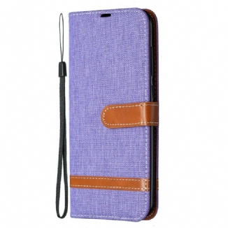Capa Folio Para Xiaomi Redmi Note 9 Tecido E Efeito De Couro
