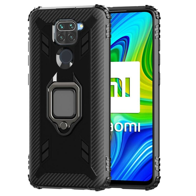 Capa Para Xiaomi Redmi Note 9 Anel E Fibra De Carbono
