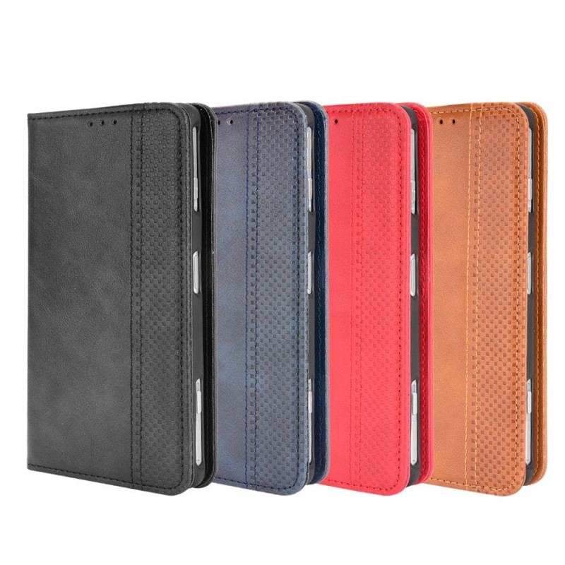 Capa De Celular Para Poco F3 Flip Efeito Couro Vintage Estilizado