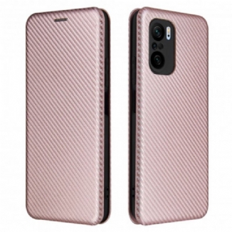 Capa De Celular Para Poco F3 Flip Fibra De Carbono Com Anel De Suporte
