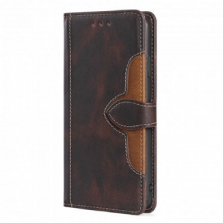 Capa Flip Para Poco F3 Couro Sintético Bicolor Estiloso