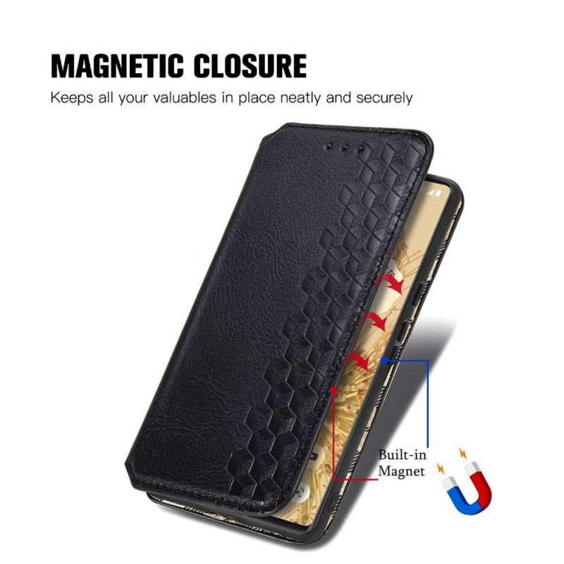 Capa De Celular Para Google Pixel 6 Pro Flip Textura Diamante Efeito Couro