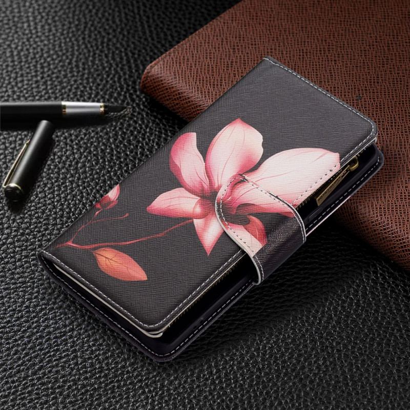 Capa De Couro Para Google Pixel 6 Pro Bolso Com Zíper Flor