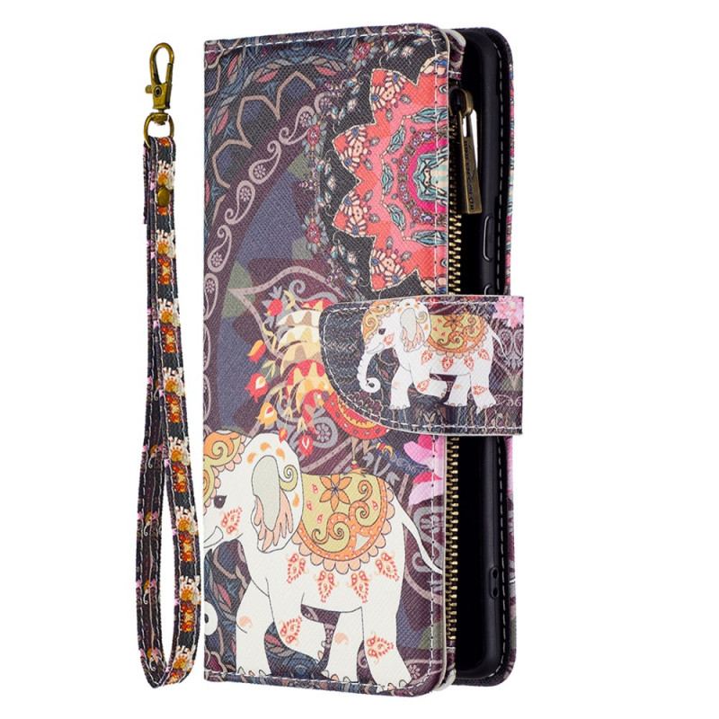 Capa De Couro Para Google Pixel 6 Pro Bolso Elefante Com Zíper