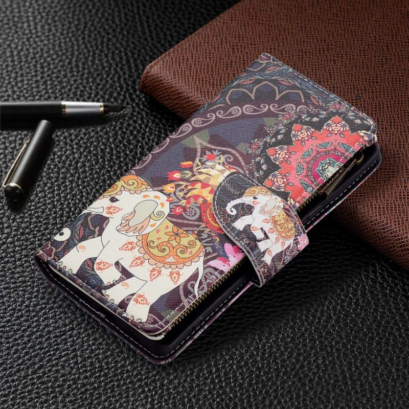 Capa De Couro Para Google Pixel 6 Pro Bolso Elefante Com Zíper