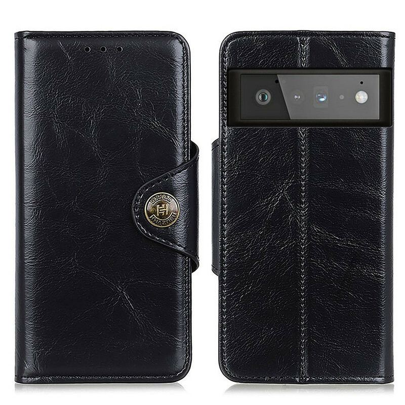 Capa De Couro Para Google Pixel 6 Pro Imitação De Couro Brilhante Khazneh