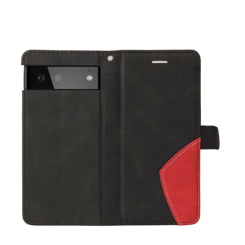 Capa De Couro Para Google Pixel 6 Pro Couro Sintético De Assinatura De Dois Tons
