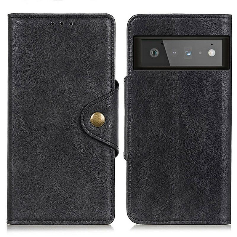 Capa Em Pele Para Google Pixel 6 Pro Botão De Couro Falso