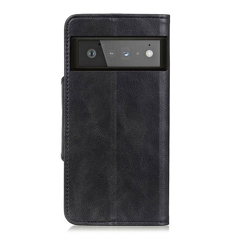 Capa Em Pele Para Google Pixel 6 Pro Botão De Couro Falso