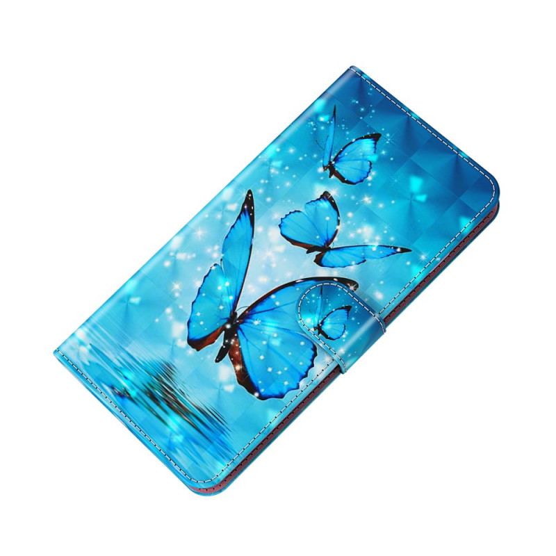 Capa Flip Para Google Pixel 6 Pro Borboletas Azuis Voando