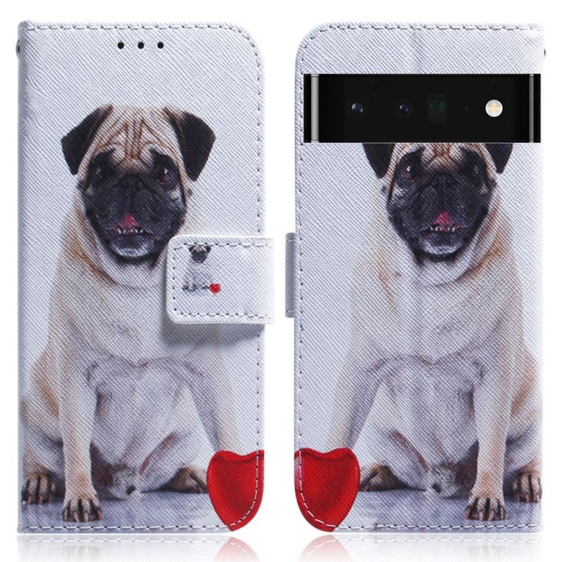 Capa Flip Para Google Pixel 6 Pro Cachorro Pug