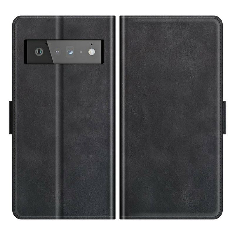 Capa Flip Para Google Pixel 6 Pro De Couro Aba Dupla Clássica