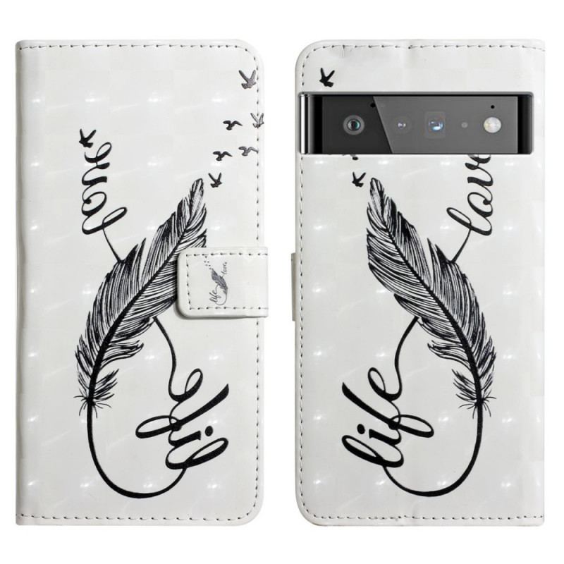 Capa Flip Para Google Pixel 6 Pro Pena Vida E Amor