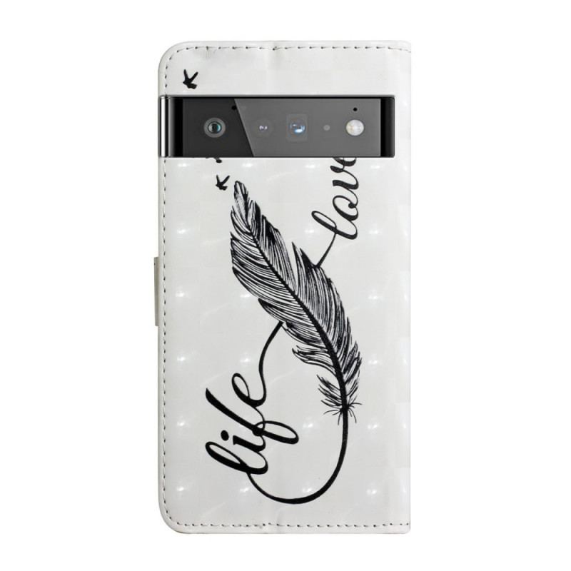 Capa Flip Para Google Pixel 6 Pro Pena Vida E Amor