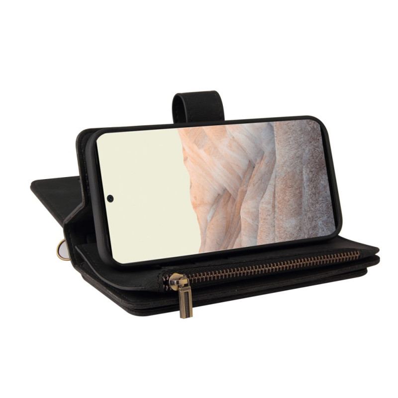 Capa Flip Para Google Pixel 6 Pro Titular De Cartão Multifuncional Para 10