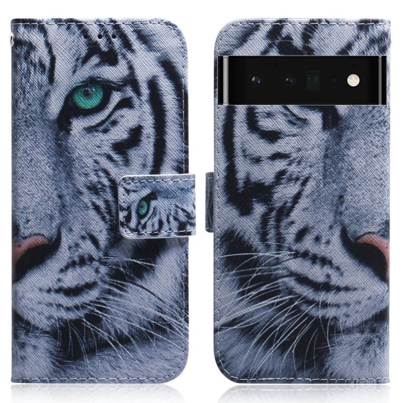 Capa Folio Para Google Pixel 6 Pro Cara De Tigre