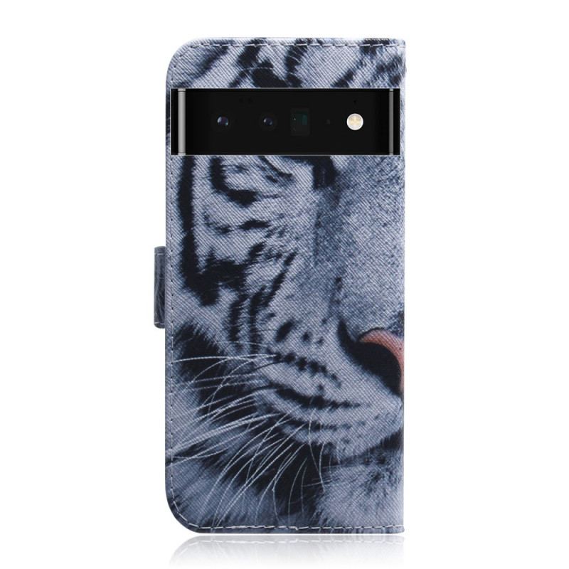 Capa Folio Para Google Pixel 6 Pro Cara De Tigre