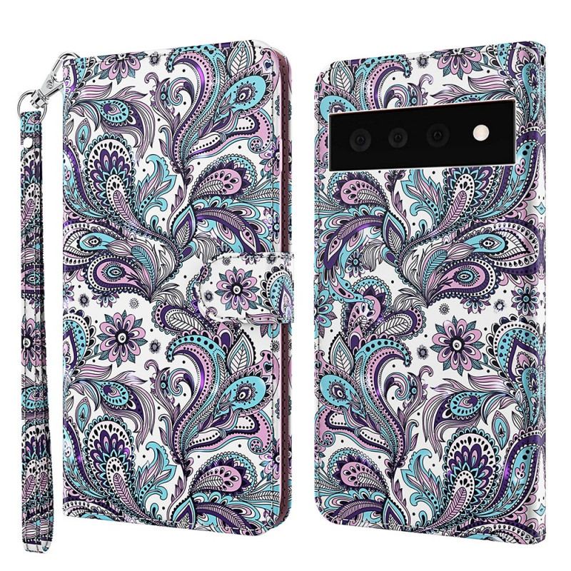 Capa Folio Para Google Pixel 6 Pro Padrões De Flores