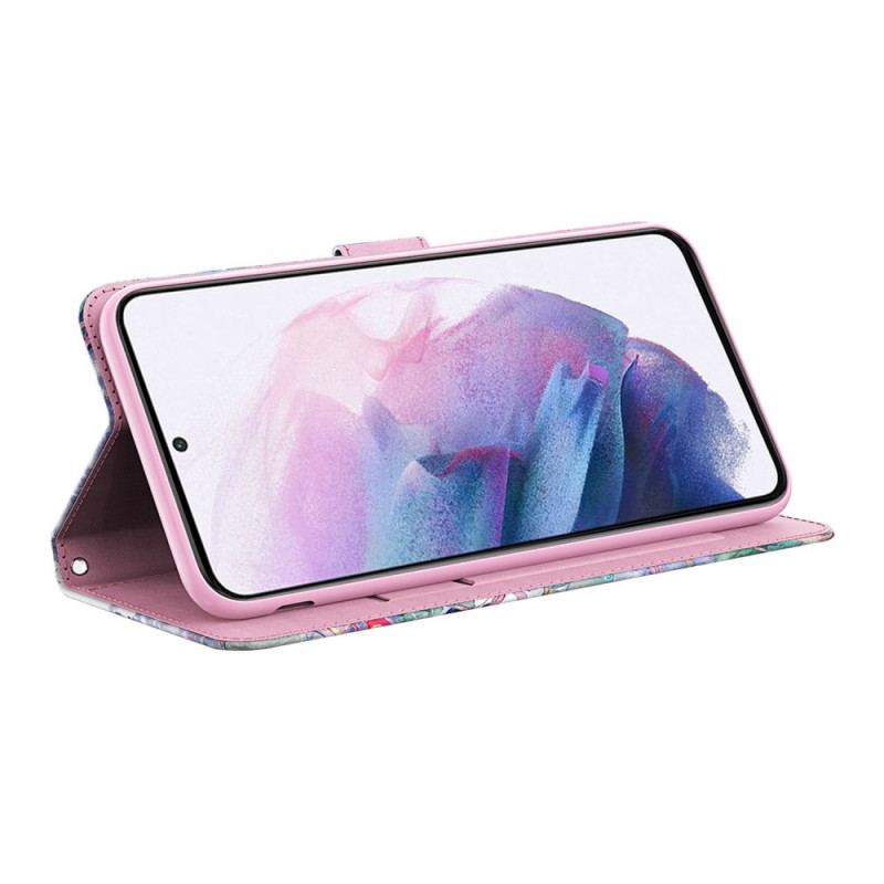 Capa Folio Para Google Pixel 6 Pro Padrões De Flores