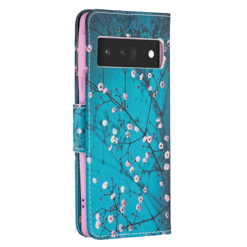 Capa Folio Para Google Pixel 6 Pro Ramo De Árvore Florido