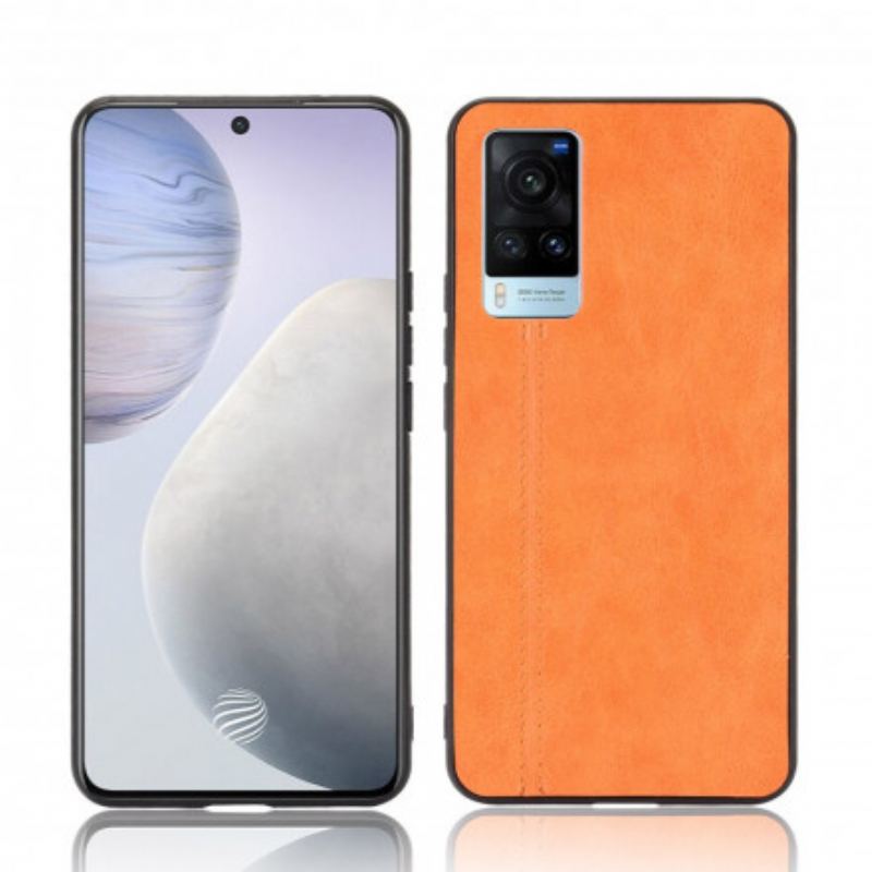 Capa De Celular Para Vivo X60 Efeito Couro Couture