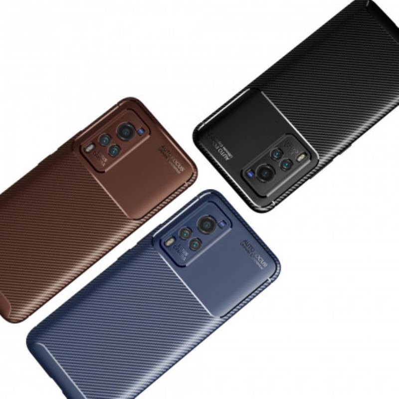 Capa Para Vivo X60 Textura Flexível De Fibra De Carbono