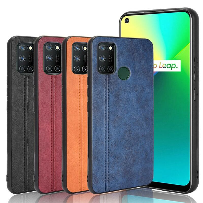 Capa Para Realme 7i Costura De Couro Estilo