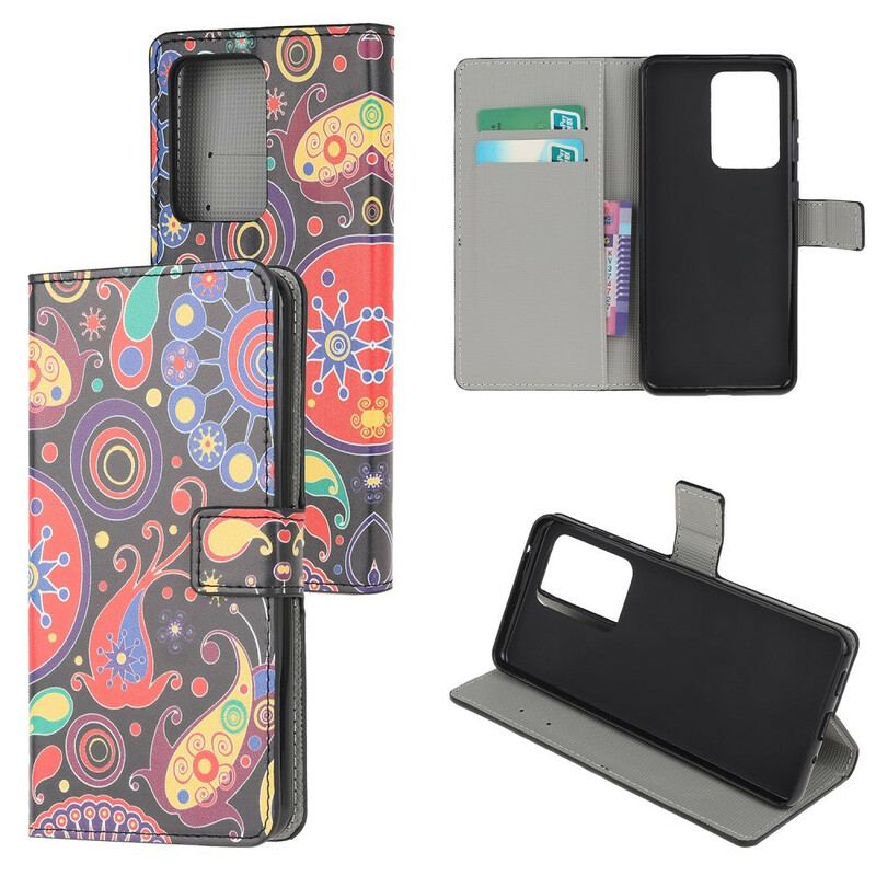 Capa De Couro Para Samsung Galaxy Note 20 Ultra Desenhos Da Galáxia