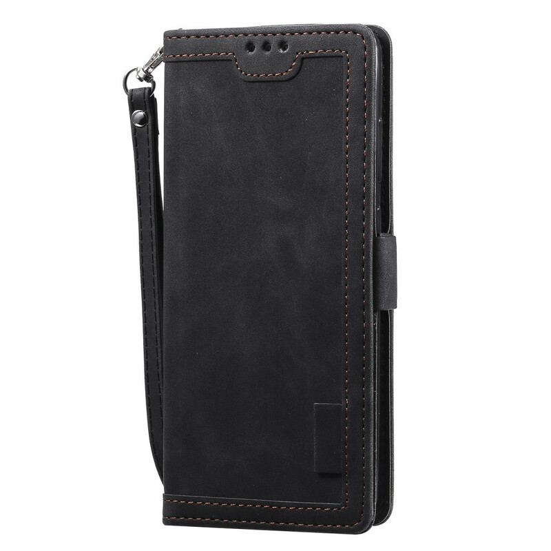 Capa Flip Para Samsung Galaxy Note 20 Ultra Couro Sintético Retrô Com Cordão