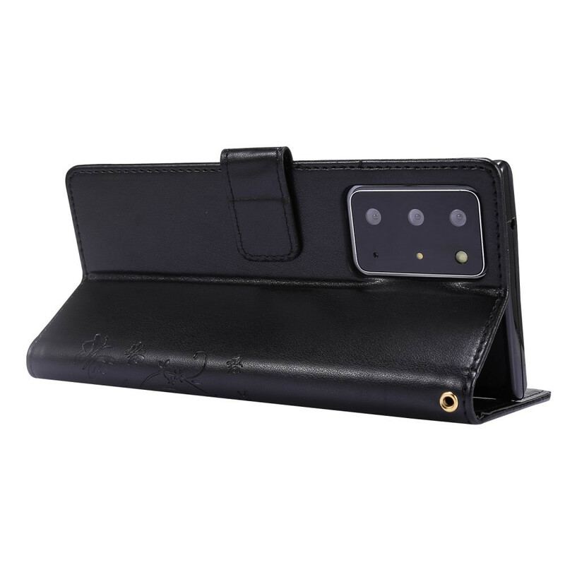 Capa Folio Para Samsung Galaxy Note 20 Ultra Borboletas Ao Vento