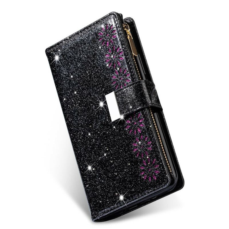 Capa Folio Para Samsung Galaxy Note 20 Ultra Capa Tipo Carteira Carteira Com Zíper De Lantejoulas