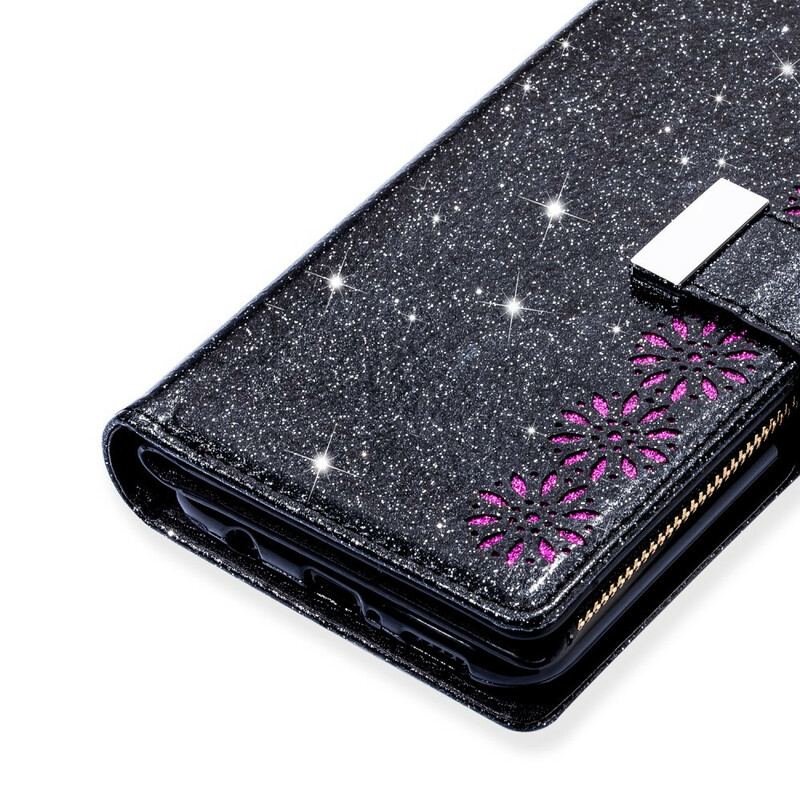 Capa Folio Para Samsung Galaxy Note 20 Ultra Capa Tipo Carteira Carteira Com Zíper De Lantejoulas