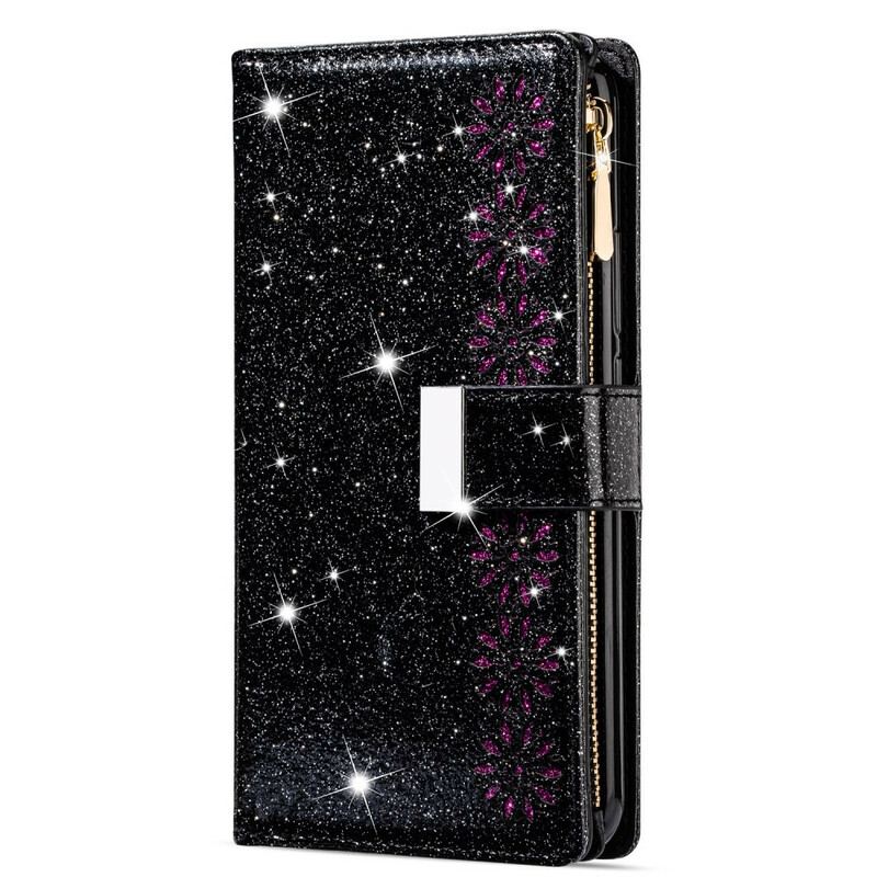 Capa Folio Para Samsung Galaxy Note 20 Ultra Capa Tipo Carteira Carteira Com Zíper De Lantejoulas