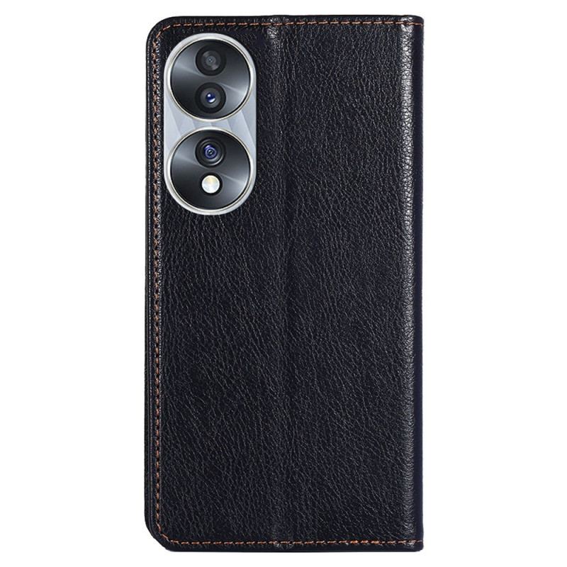 Capa De Celular Para Honor 70 Flip Costura De Couro Falso