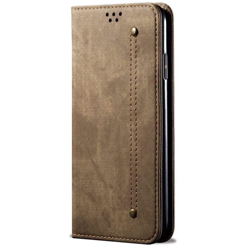 Capa De Celular Para Honor 70 Flip Tecido Jeans Com Padrão De Pontos
