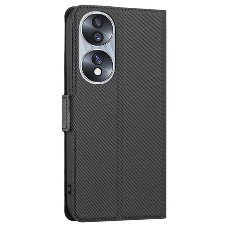 Capa De Couro Para Honor 70 Fecho Duplo Bicolor