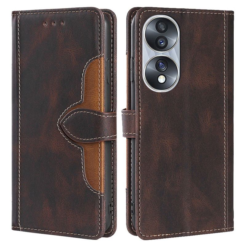 Capa De Couro Para Honor 70 Floral Bicolor
