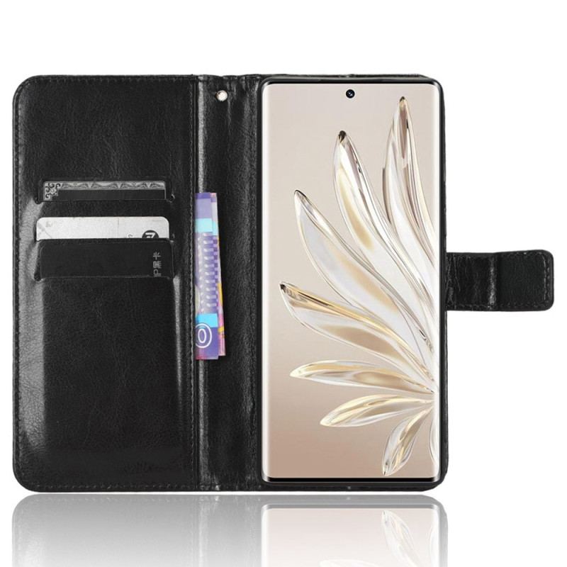 Capa Em Pele Para Honor 70 De Cordão Tiras Chamativas