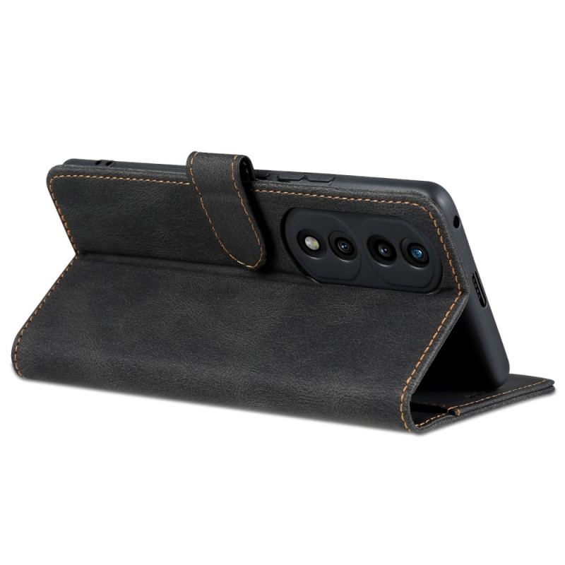 Capa Flip Para Honor 70 Costuras Expostas Efeito Couro Azns