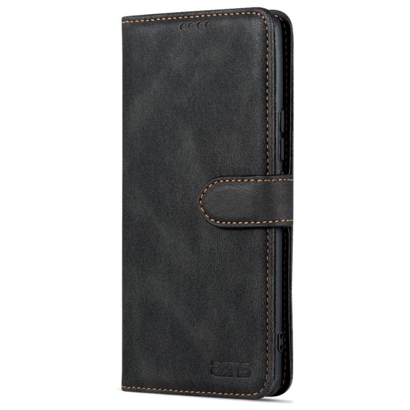 Capa Flip Para Honor 70 Costuras Expostas Efeito Couro Azns