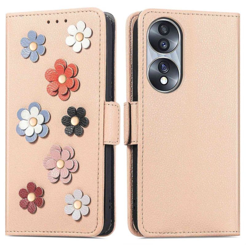 Capa Flip Para Honor 70 Flores 3d